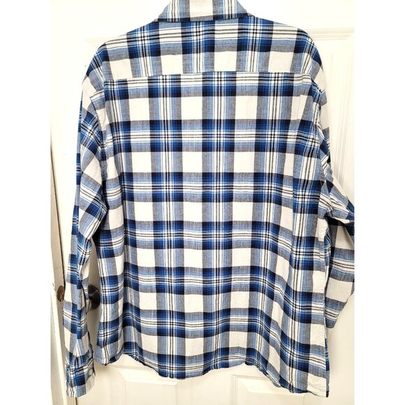 Wrangler Plus Size Men's Blue & White Plaid Button-Up Long Sleeve Shirt Size 2XL - Picture 4 of 13